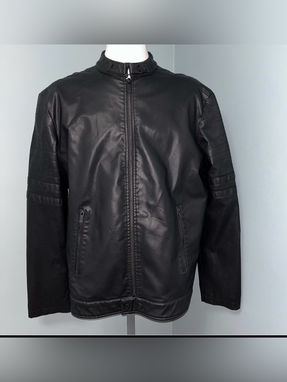 POINT ZERO men’s size XXL BLACK MOTO STYLE JACKET faux leather outdoor